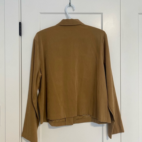 Koret Petite Toffee Camel Blazer Fall Beaded Embroidery Light Jacket Size Large - Picture 11 of 13